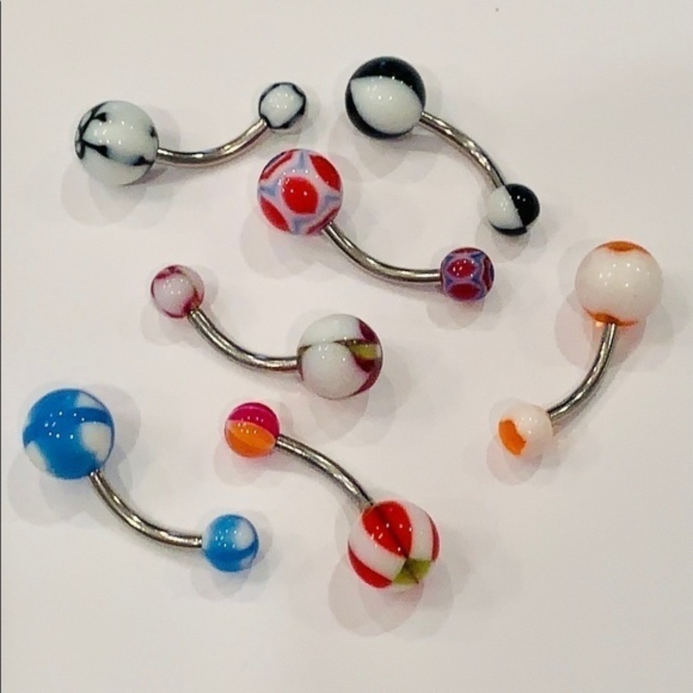 💐5/25 6 piece body jewelry belly button ring